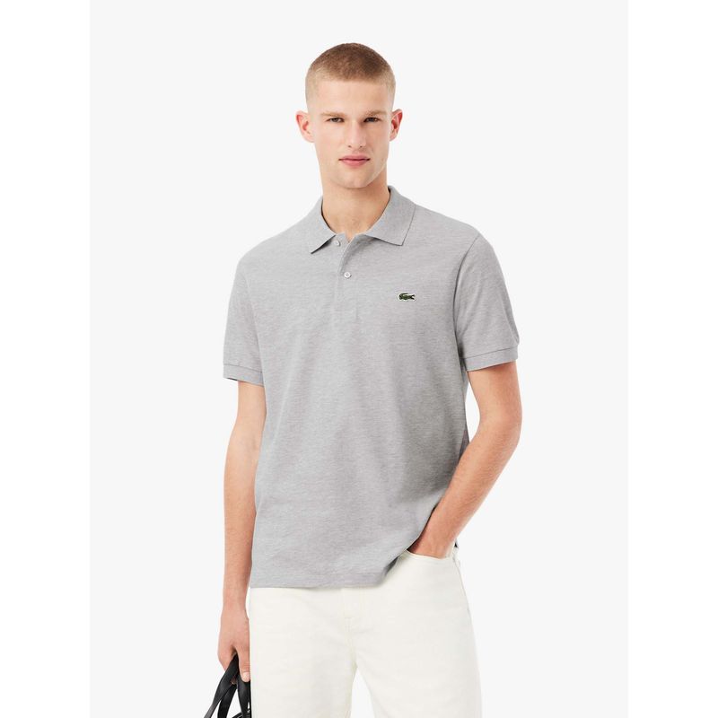 Lacoste Grey Solid Straight Fit Polo T-Shirt (S)