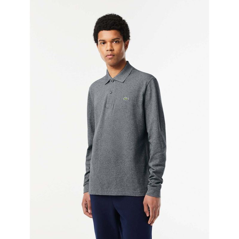 Lacoste Grey Solid Straight Fit Polo T-Shirt (S)