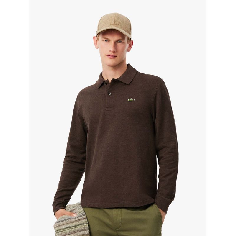 Lacoste Brown Solid Straight Fit Polo T-Shirt (XL)