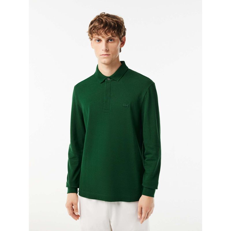 Lacoste Green Solid Regular Fit Polo T-Shirt (M)