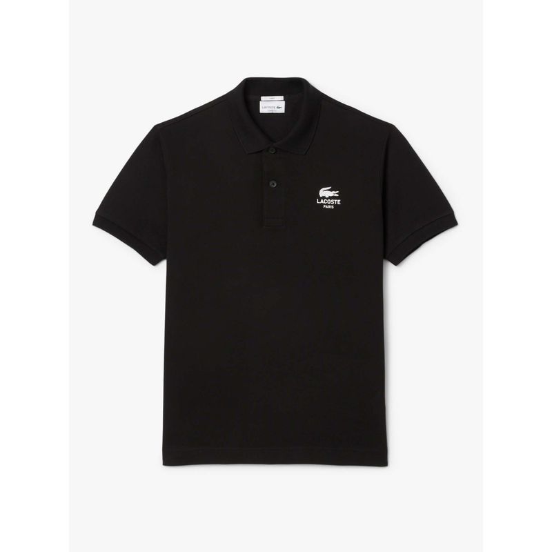 Lacoste Black Solid Straight Fit Polo T-Shirt (L)