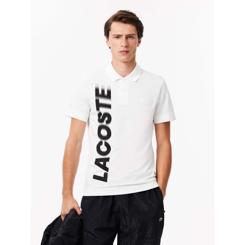 Lacoste White Solid Regular Fit Polo T-Shirt (M)