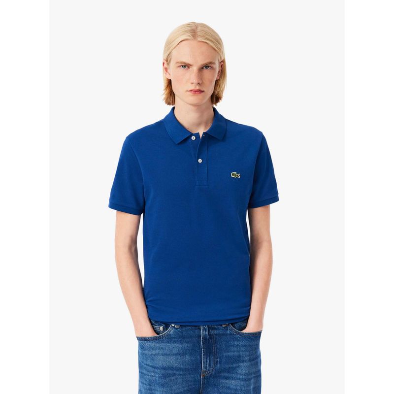 Lacoste Blue Solid Slim Fit Polo T-Shirt (S)
