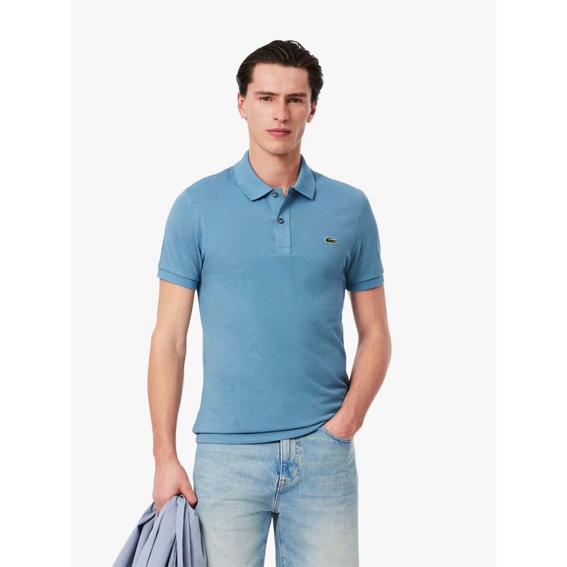 Lacoste Blue Solid Slim Fit Polo T-Shirt (S)