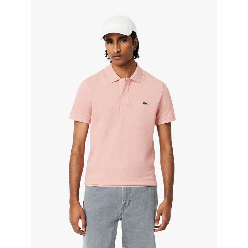 Lacoste Pink Solid Slim Fit Polo T-Shirt (S)