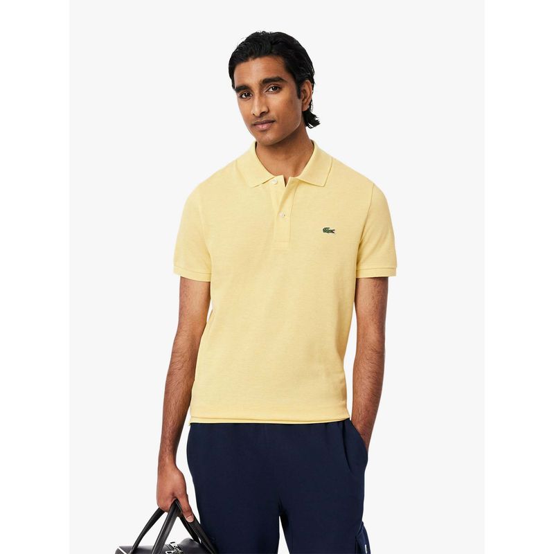 Lacoste Yellow Solid Slim Fit Polo T-Shirt (XL)