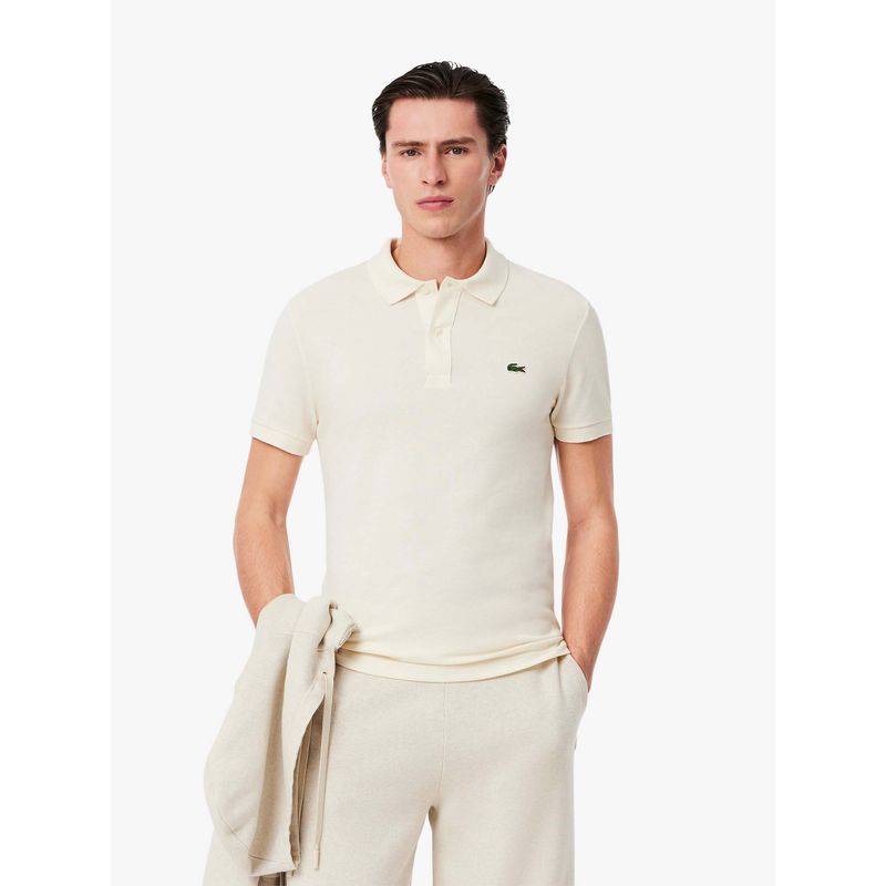 Lacoste Off White Solid Slim Fit Polo T-Shirt (2XL)