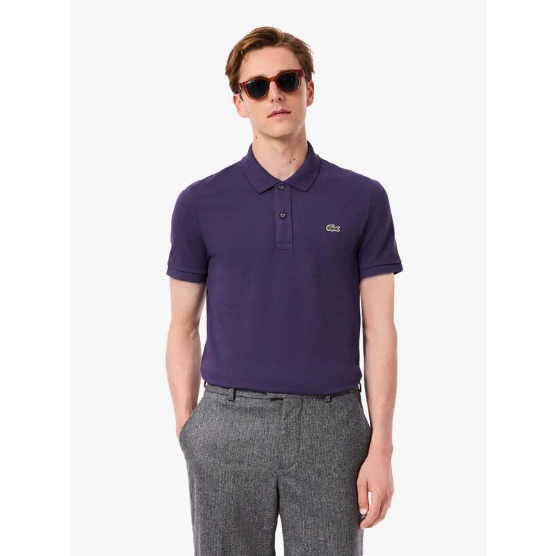 Lacoste Purple Solid Slim Fit Polo T-Shirt (S)