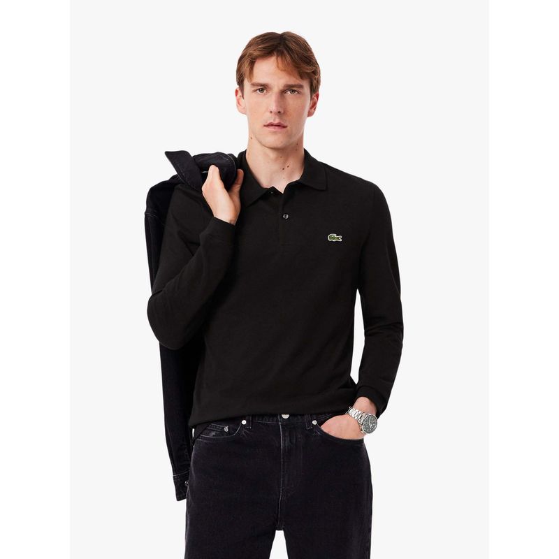 Lacoste Black Solid Slim Fit Polo T-Shirt (L)