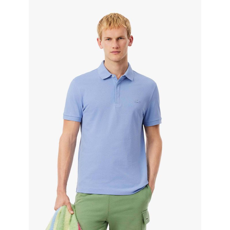 Lacoste Blue Solid Regular Fit Polo T-Shirt (XL)
