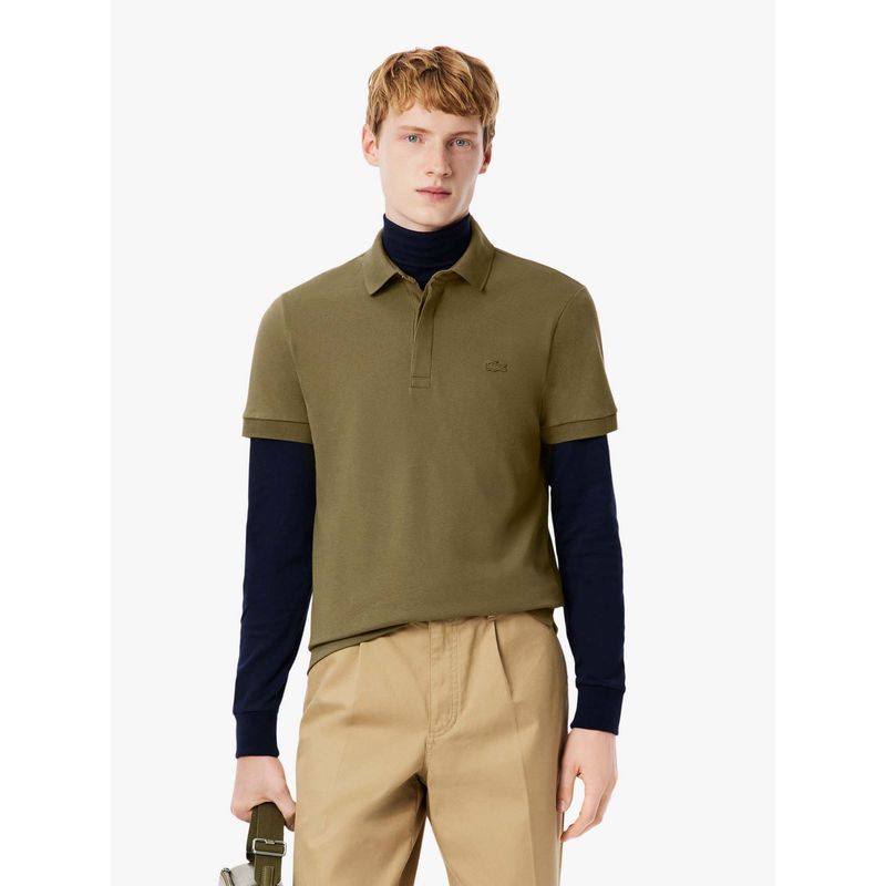 Lacoste Green Solid Regular Fit Polo T-Shirt (S)