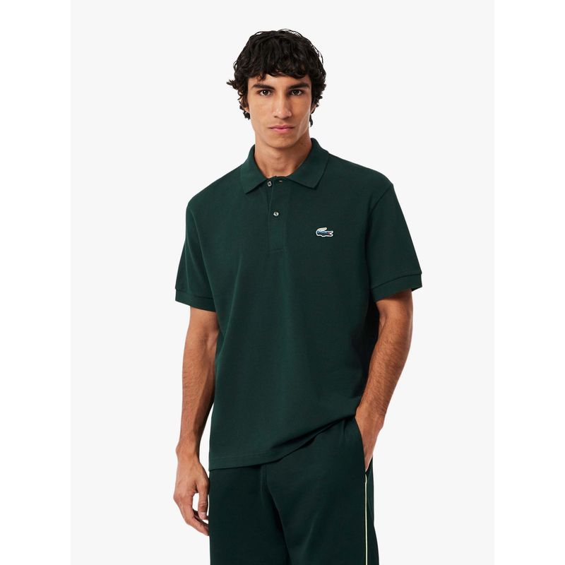 Lacoste Green Solid Straight Fit Polo T-Shirt (S)