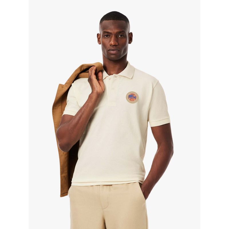 Lacoste White Solid Straight Fit Polo T-Shirt (S)