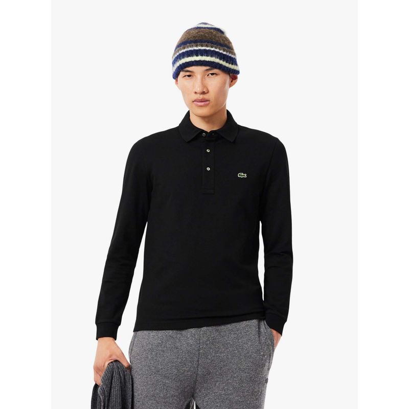 Lacoste Black Solid Slim Fit Polo T-Shirt (S)