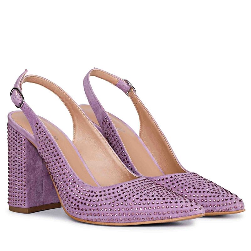Saint G Crystal Embellished Lilac Leather Pumps (UK 5)