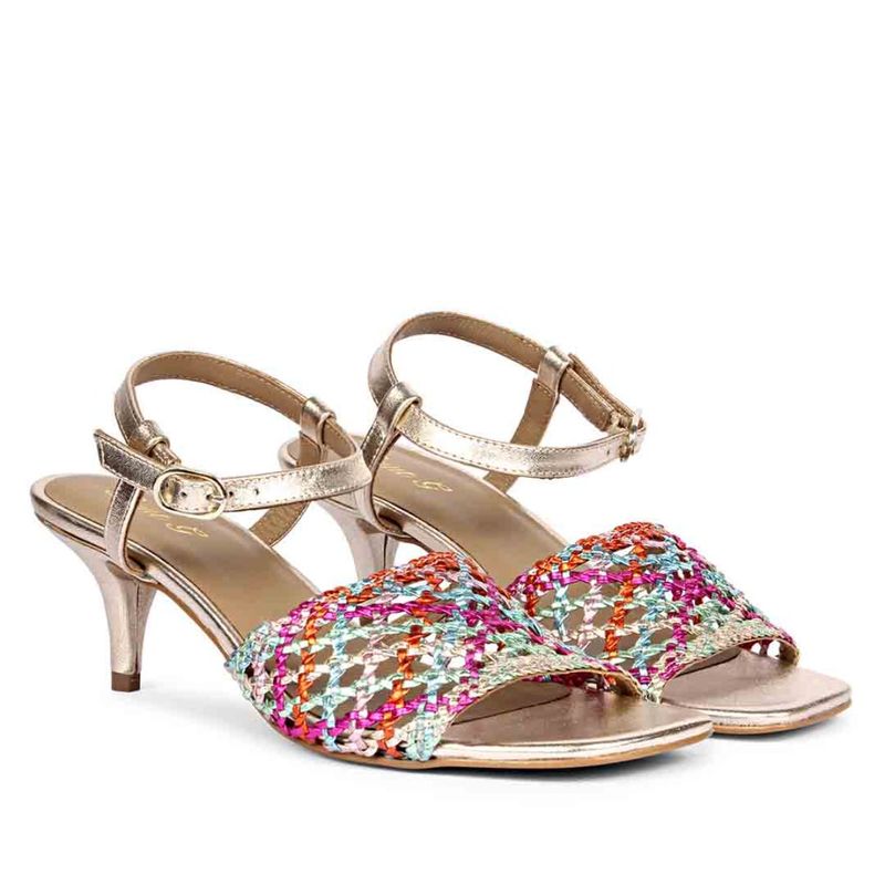 Saint G Brisa Metallic Woven Leather Stiletto Heels (UK 4)