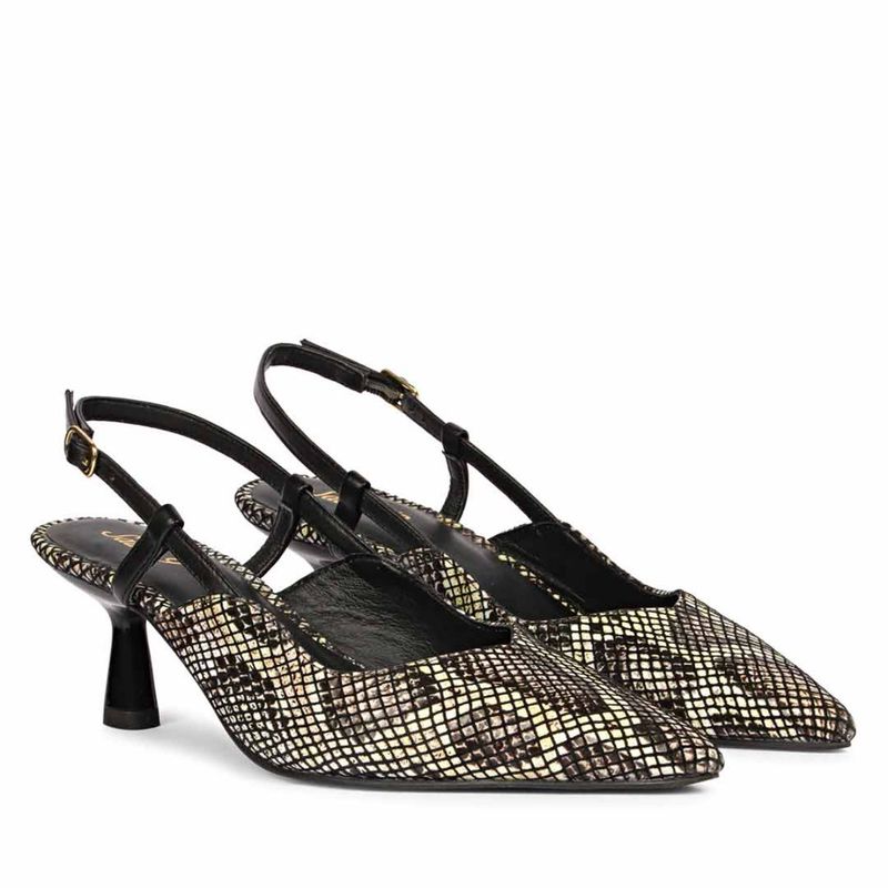 Saint G Quinn Choco Olive Snake Print Leather Mule Heels (UK 4)