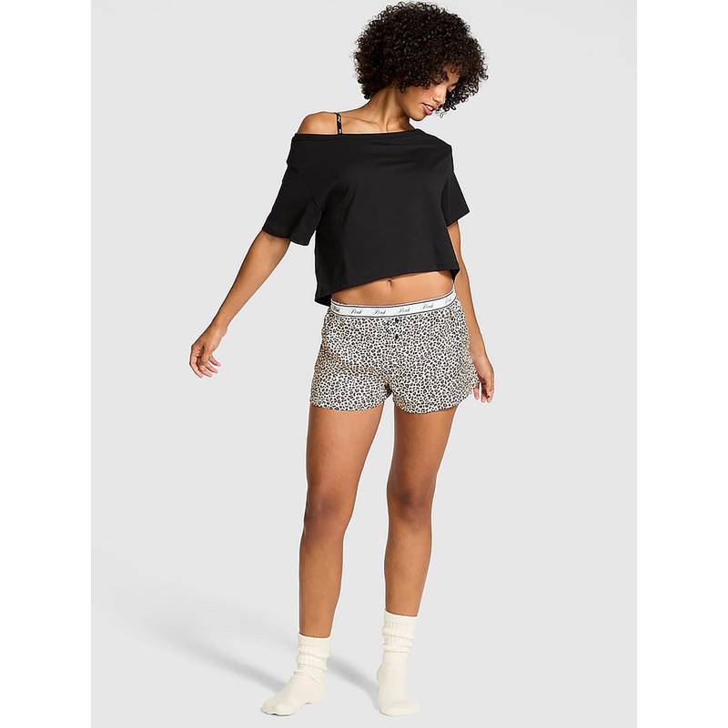 Victoria's Secret Women White Animal Print Boxy Pajama Shorts (XL)