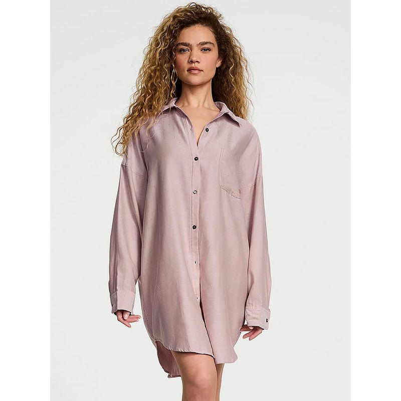 Victoria's Secret Women Mauve Solid Sleepshirt (M)