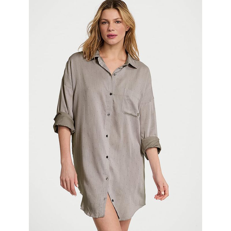 Victoria's Secret Women Grey Solid Sleepshirt (S)