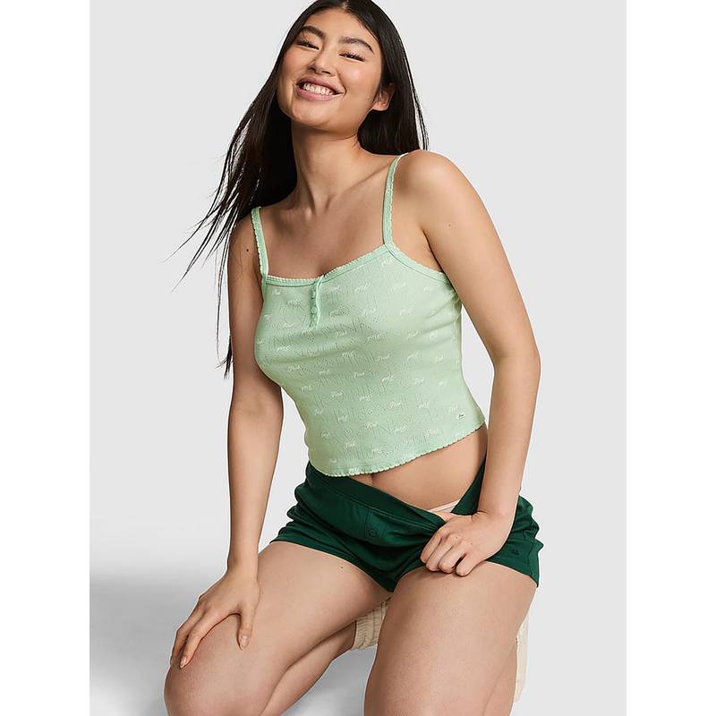 Victoria's Secret Women Green Self Design Henley Cami (XS)