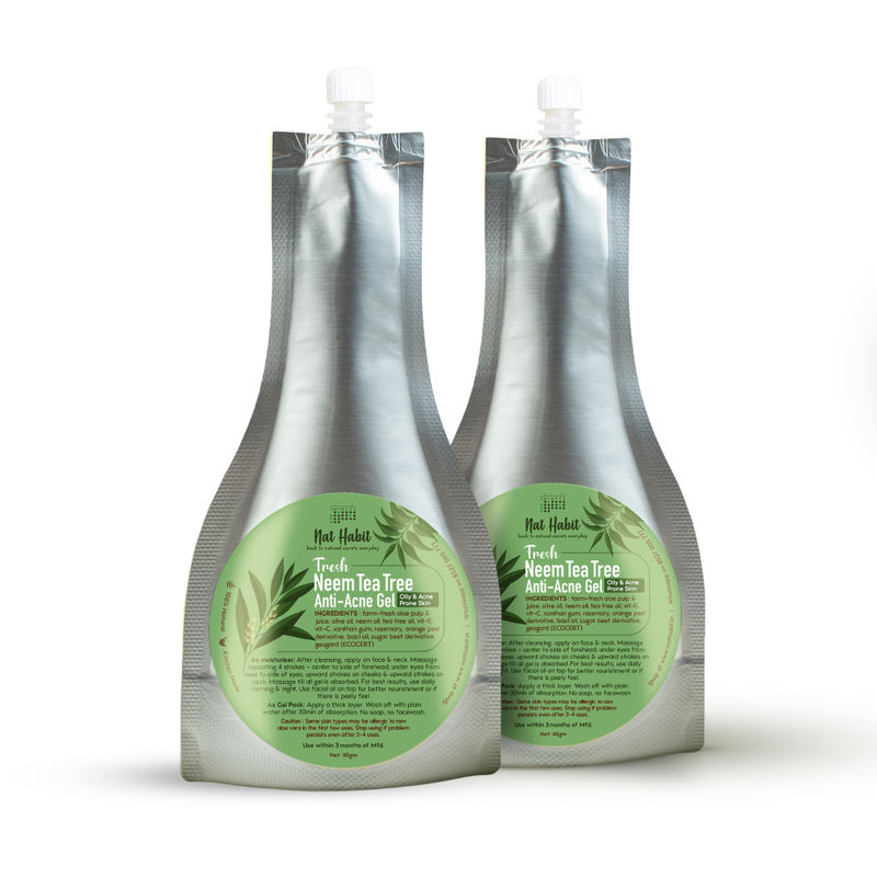 Nat Habit Fresh Neem Tea Tree AntiAcne Gel for Oily & Acne Prone Skin Pack of 2 Buy Nat