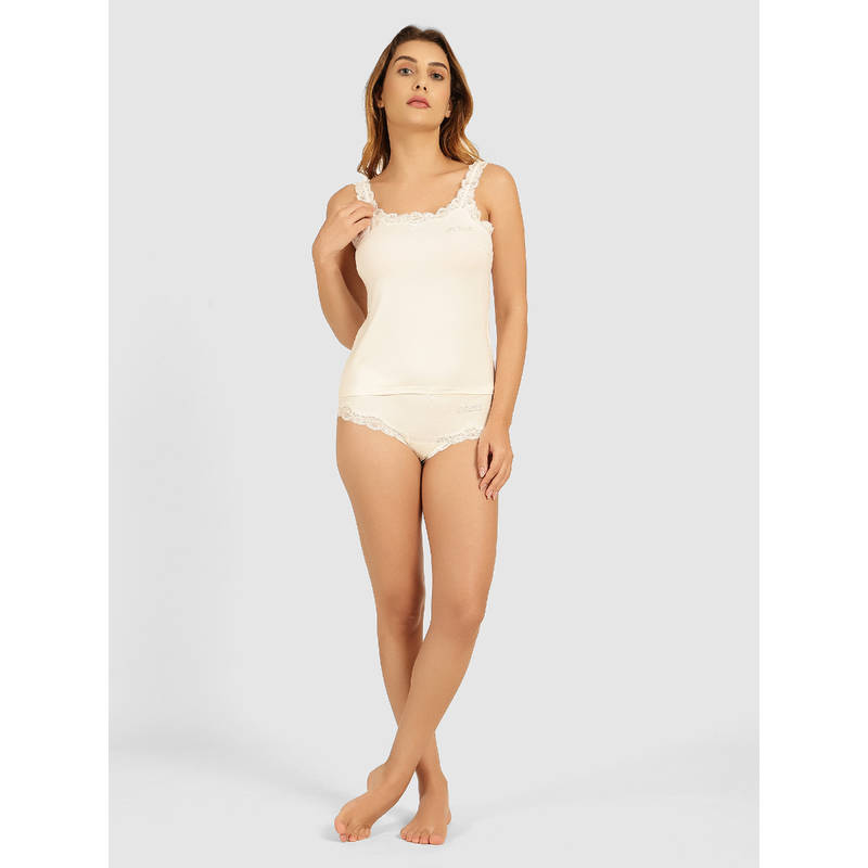 Guess Beige Solid Culotte Camisole with Brief (L)