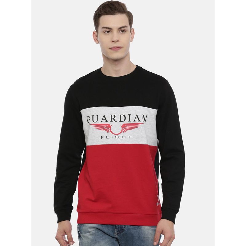 3PIN Men Black Colourblocked Sweatshirt (S)