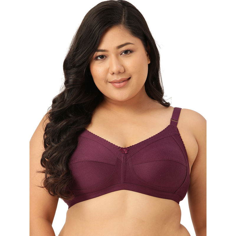 Leading Lady Woman Everyday 100% Cotton Non Padded Purple Full Coverage Bra (46C)
