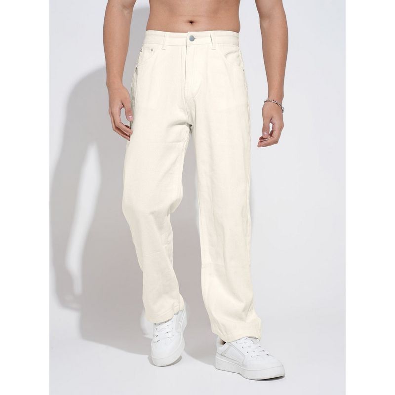 SHOWOFF Men Off White Straight Fit Jeans (36)