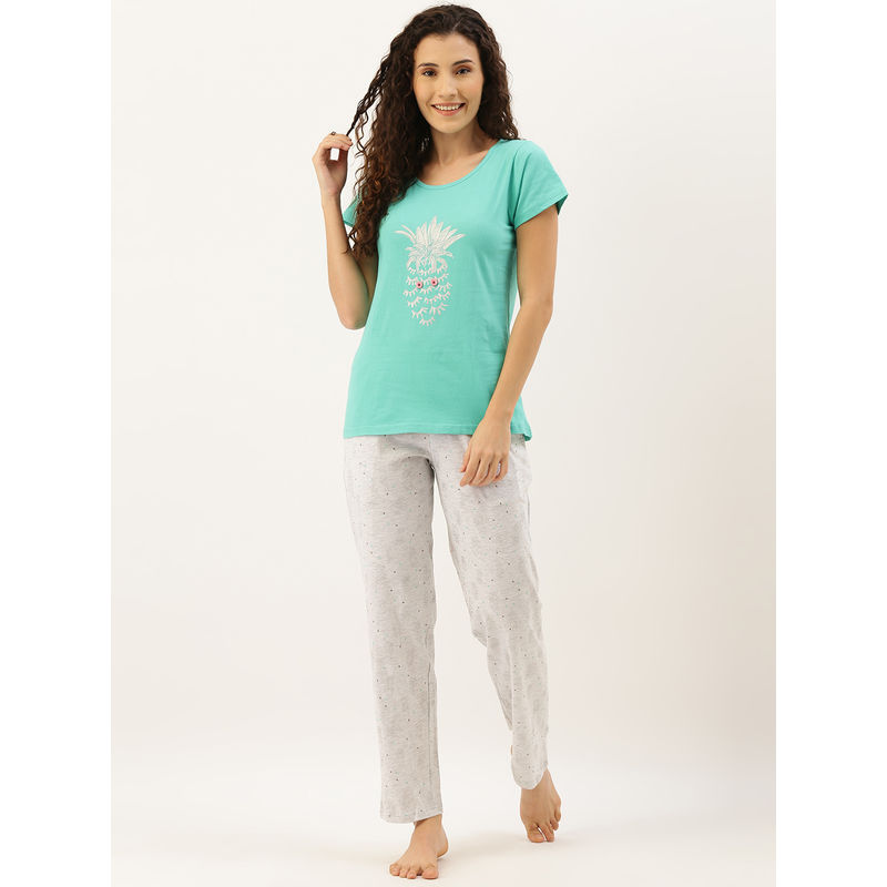 Clt.s Women T-shirt & Pyjama Set - Blue (L)