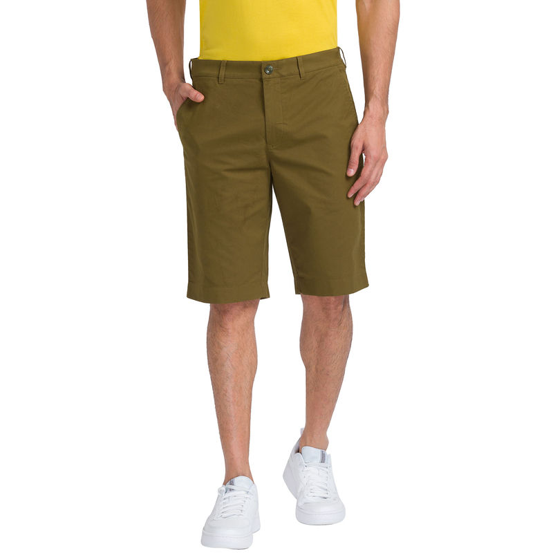 ColorPlus Comfortable Fit Solid Medium Green Shorts (38)