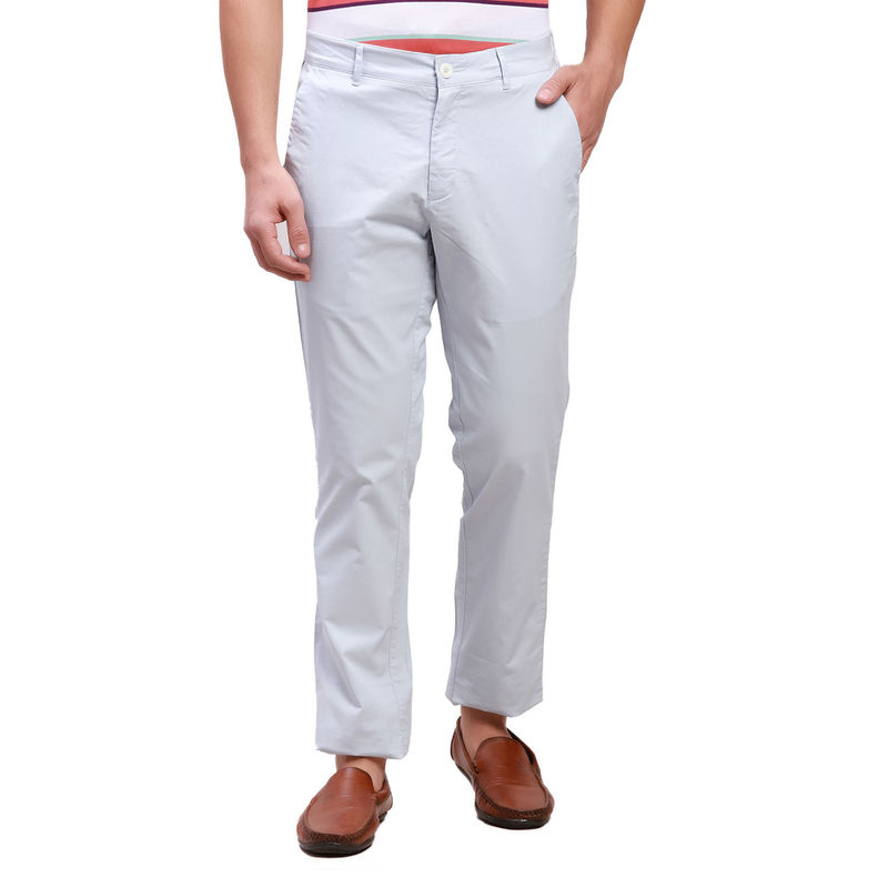 ColorPlus Comfortable Fit Solid Medium Blue Trouser (30)