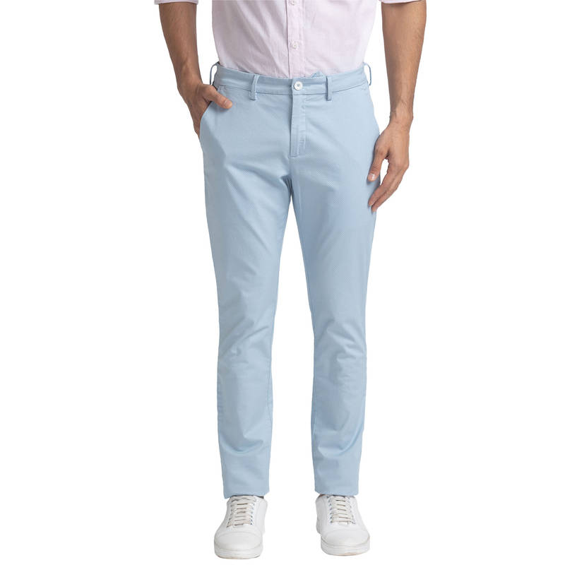 ColorPlus Super Slim Fit Printed Medium Blue Trouser (38)