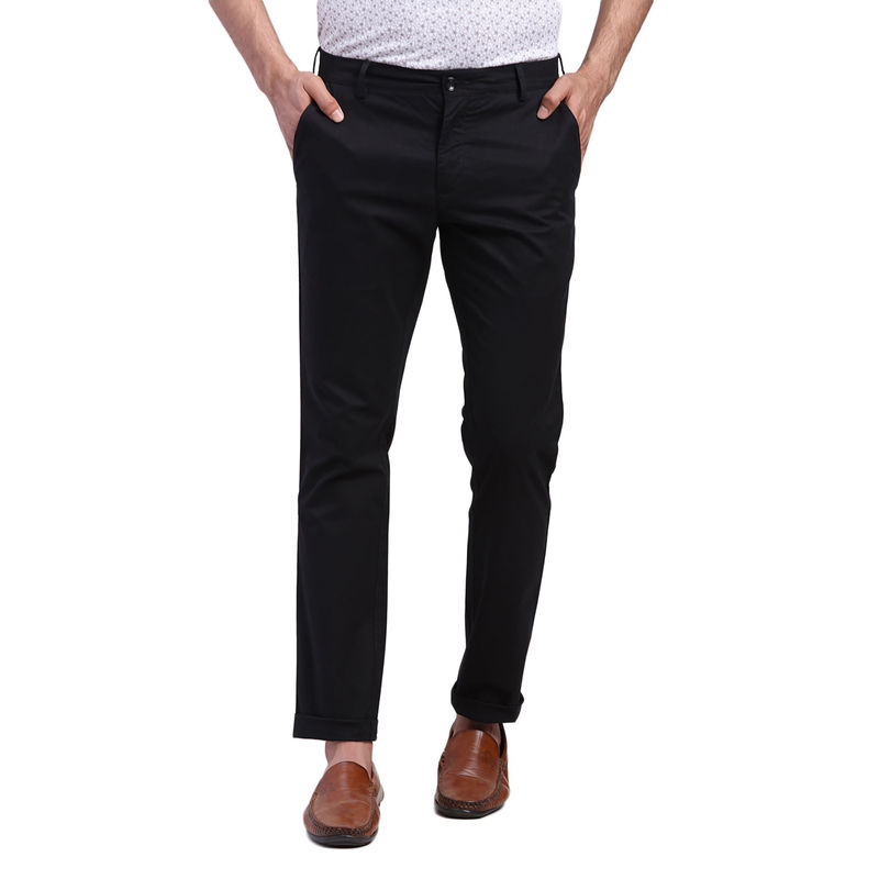 ColorPlus Super Slim Fit Solid Black Trouser (38)