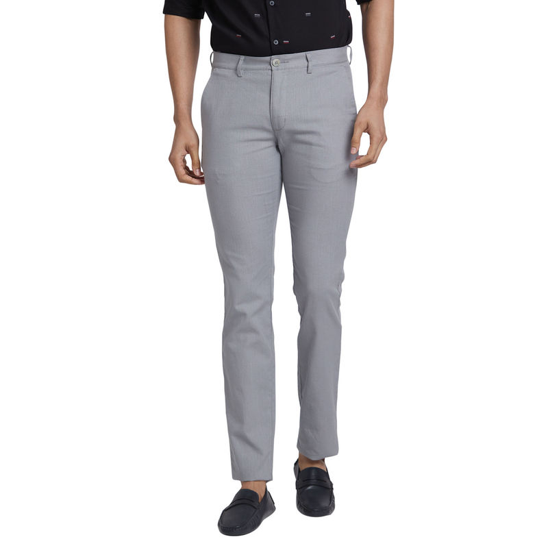 Buy Park Avenue Super Slim Fit Solid Medium Grey Trouser Online
