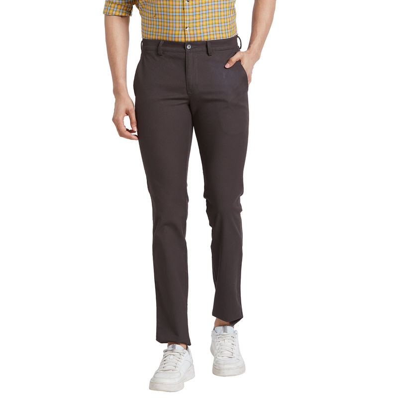Park Avenue Super Slim Fit Woven Design Grey Trouser (38)