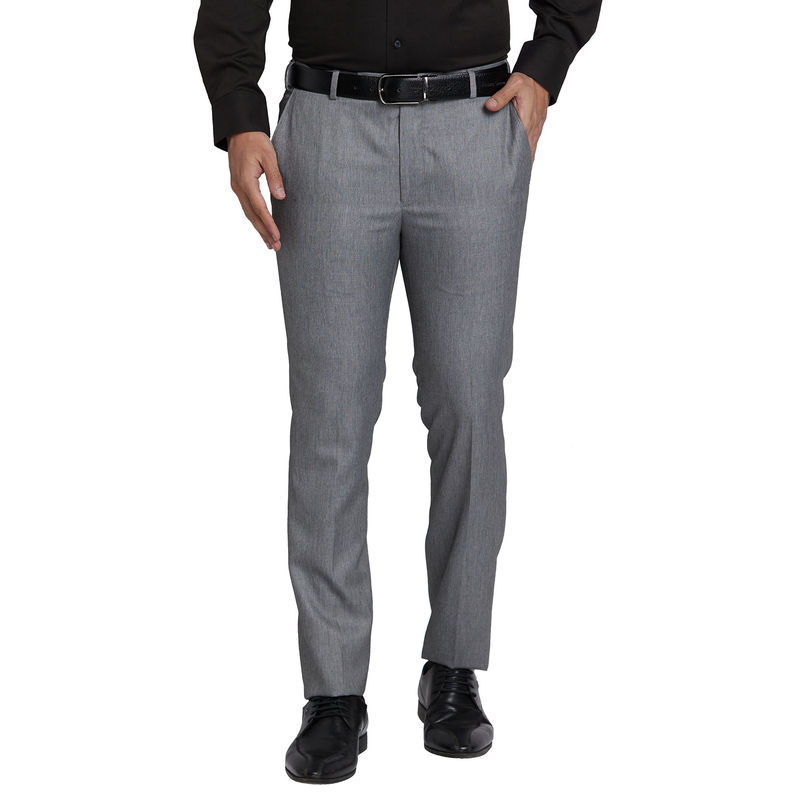 Buy Park Avenue Super Slim Fit Solid Light Grey Trouser Online