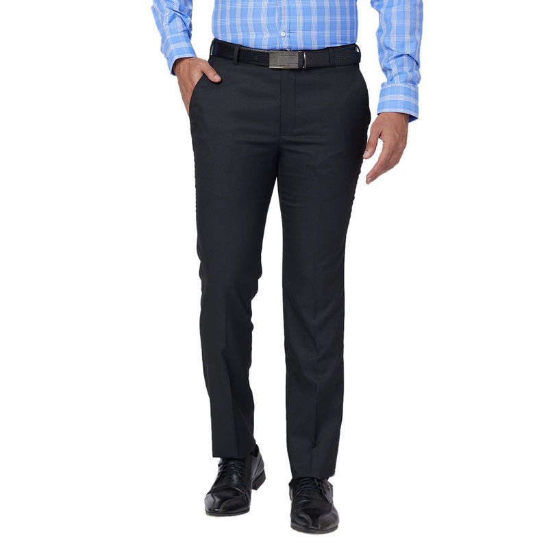 Park Avenue Super Slim Fit Solid Black Trouser (38)