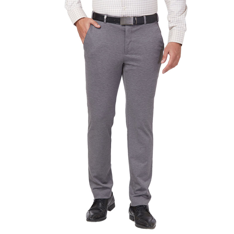 Park Avenue Super Slim Fit Solid Medium Grey Trouser (38)