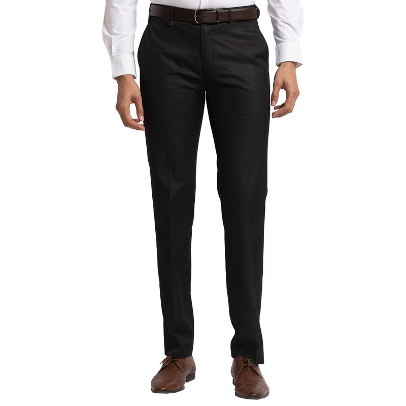 Raymond Comfortable Fit Solid Black Trouser (30)