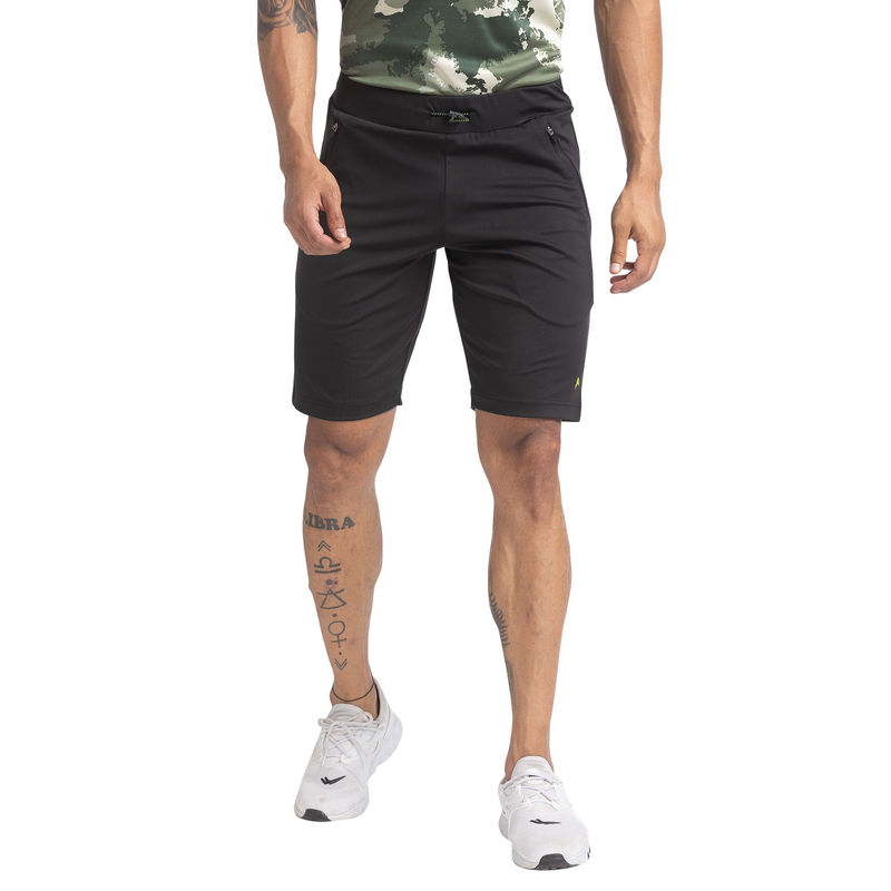 Parx Regular Fit Solid Black Shorts (34)