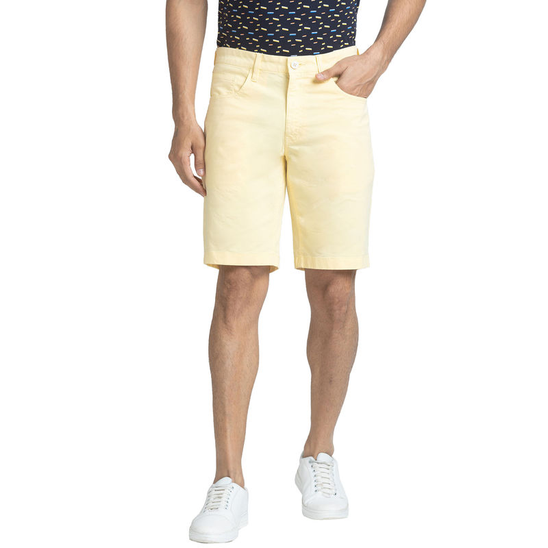 Parx Regular Fit Solid Medium Yellow Shorts (30)