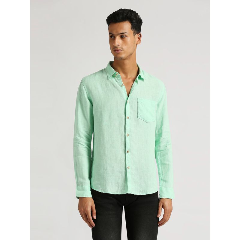 Pepe Jeans Green Kingsman Solid Linen Shirt (2XL)