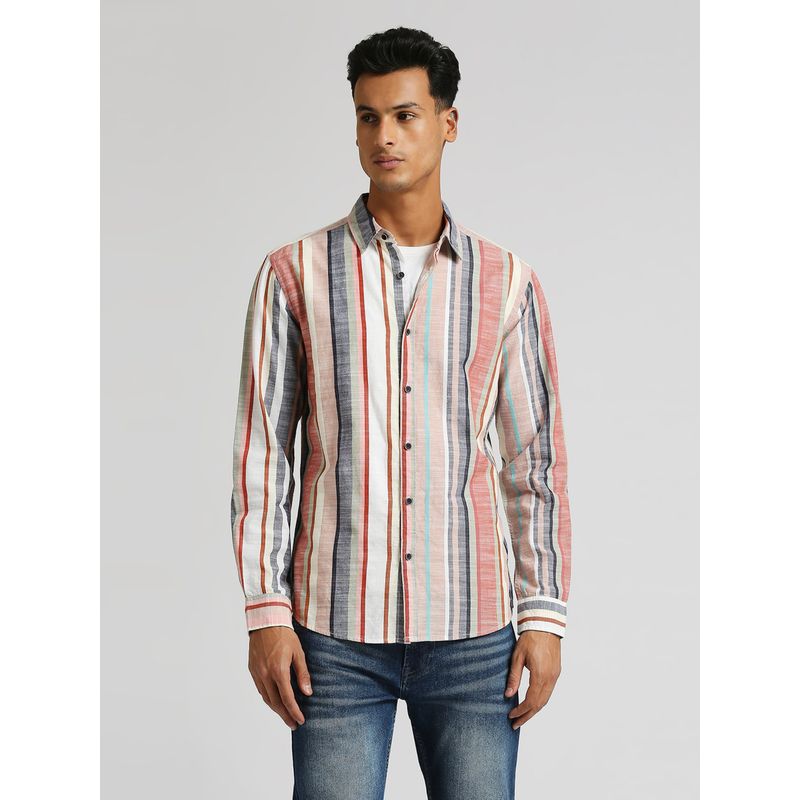 Pepe Jeans Multi-Color Amron Slub Dobby Stripes Shirt (M)