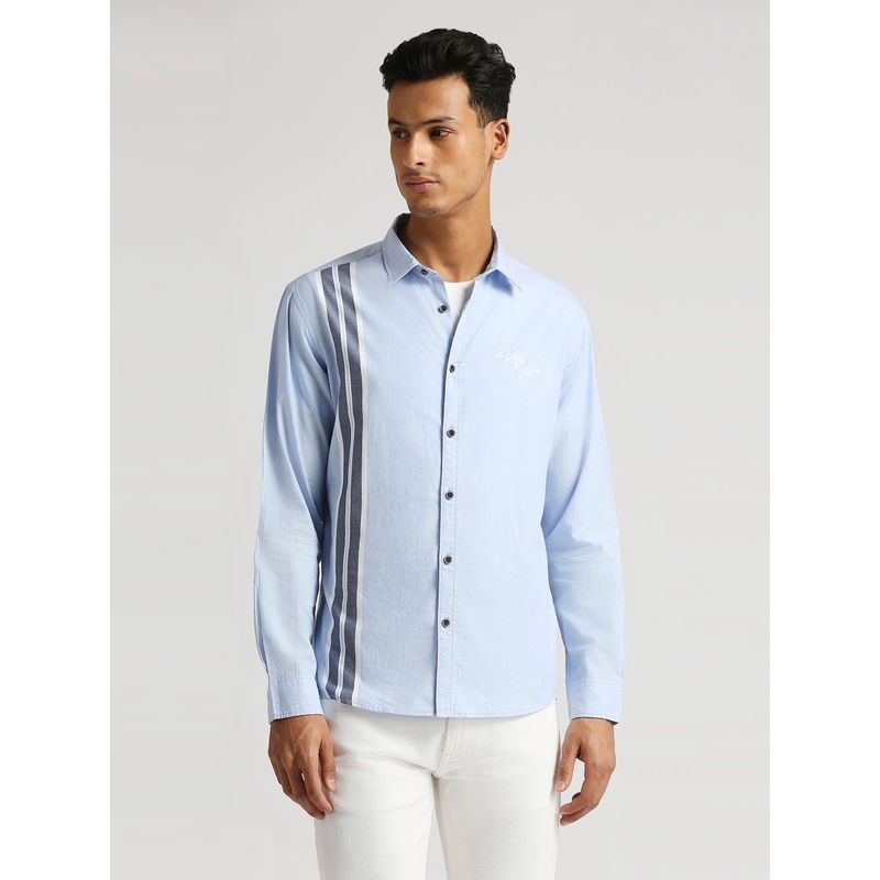 Pepe Jeans Blue Gabriel Twill Placement Stripes Shirt (M)