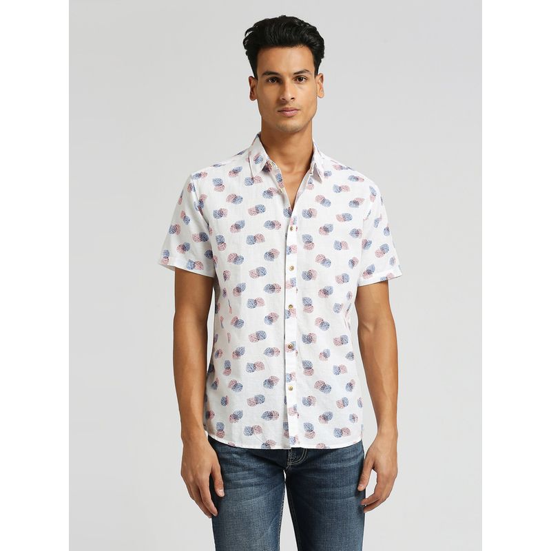 Pepe Jeans White Laredo Printed Linen Shirt (XL)