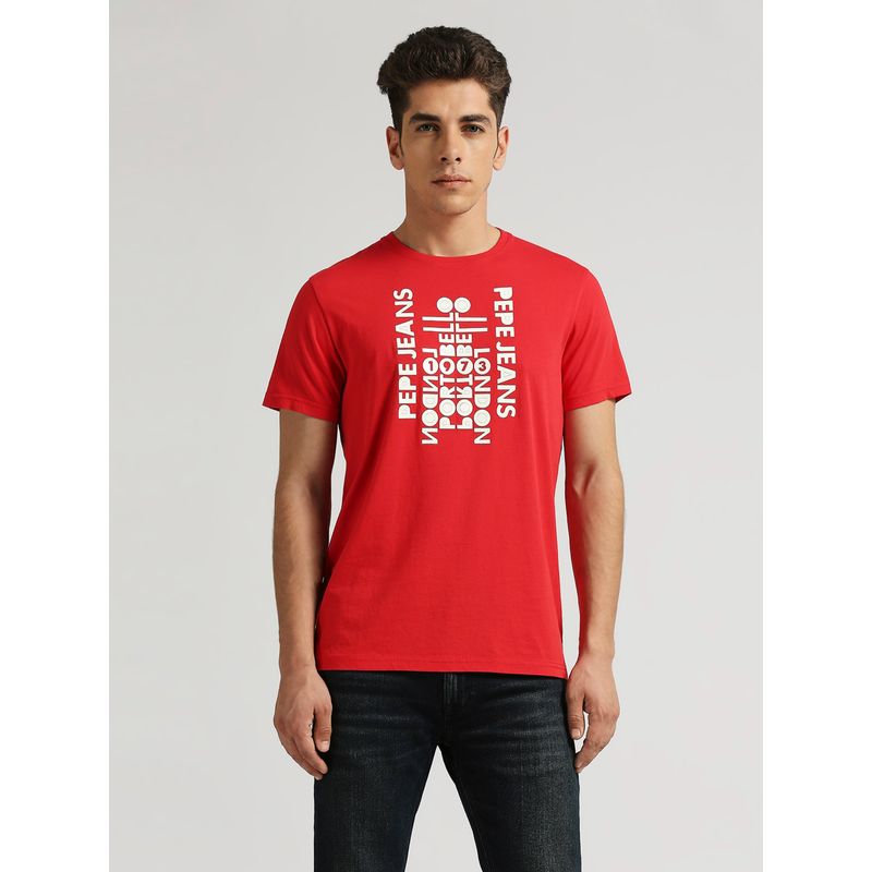 Pepe Jeans Red Warner Brand Carrier T-Shirt (2XL)