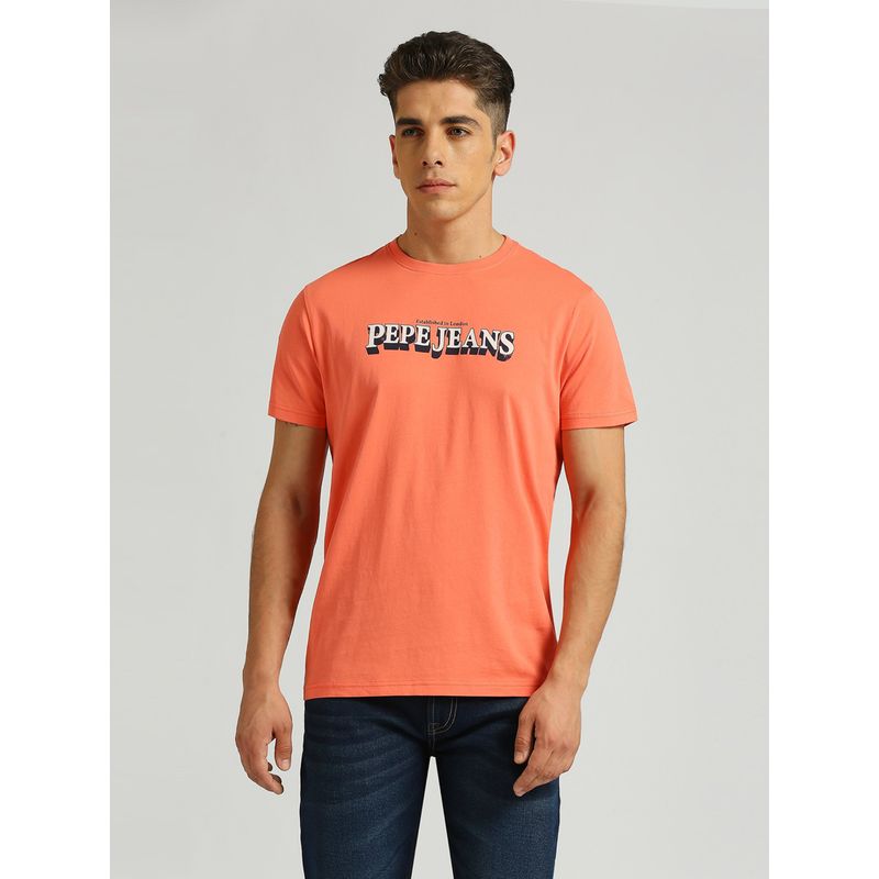 Pepe Jeans Coral Graphic Printed Half Sleeve T-Shirt (L)