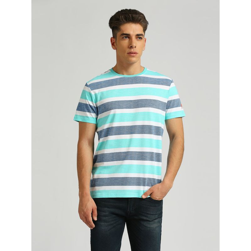 Pepe Jeans Green Stripes Half Sleeve T-Shirt (M)
